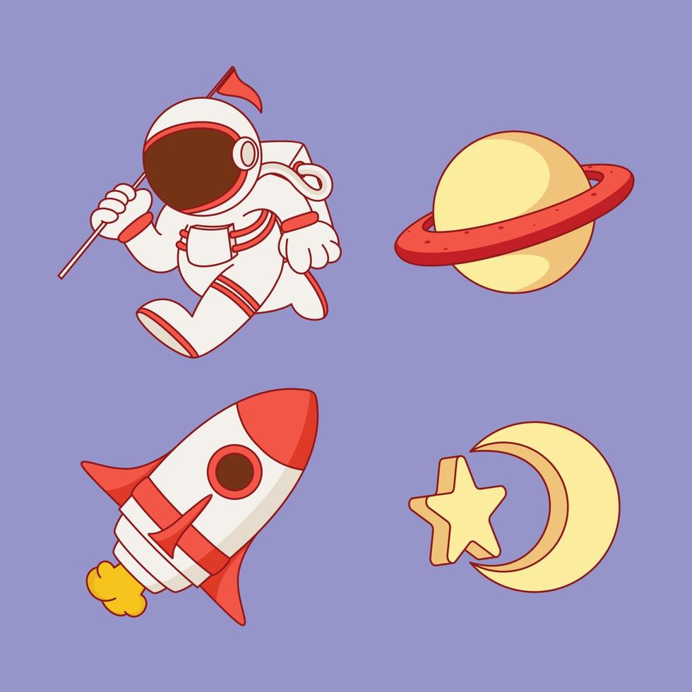 vecteur d'astronautes en style cartoon plat