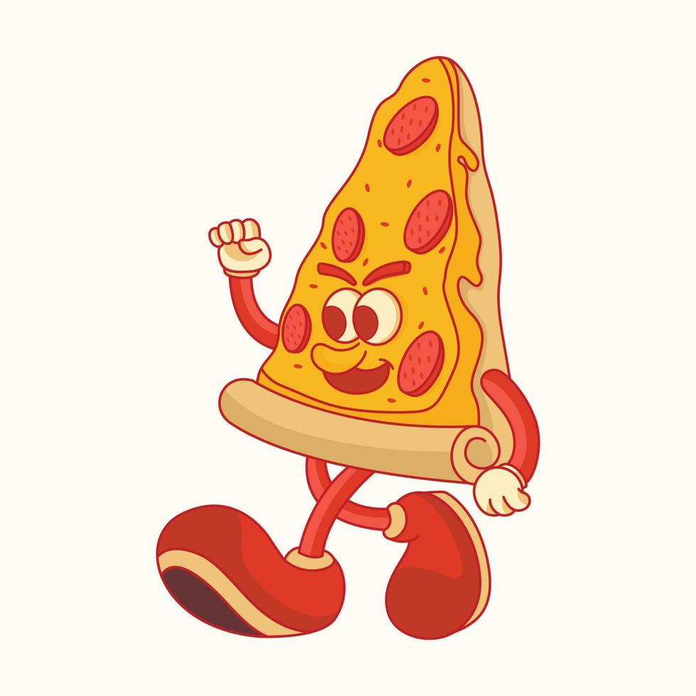 illustration de conception de personnage de mascotte de pizza vecteur