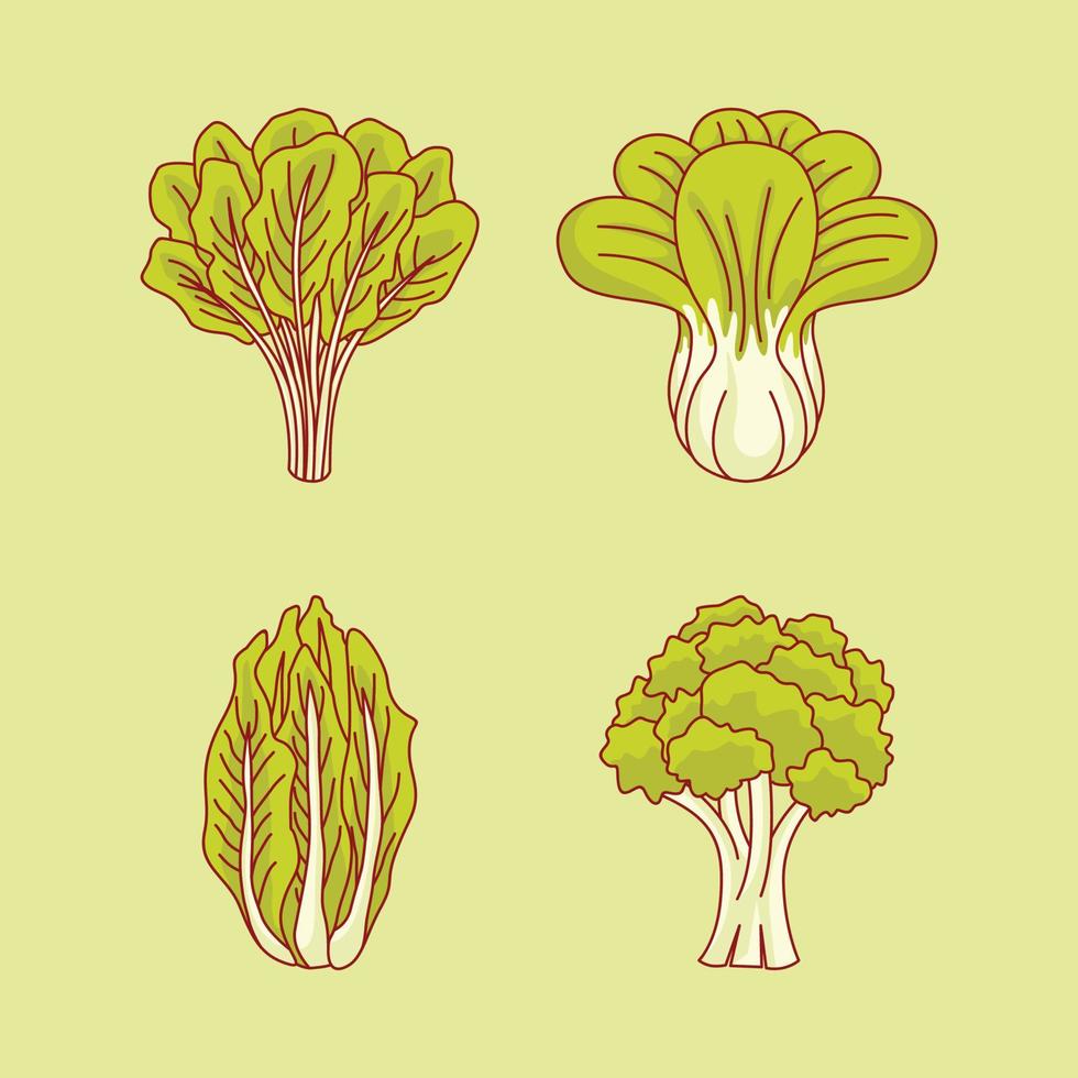 illustration de dessin animé de jeu de légumes verts vecteur