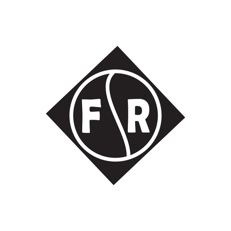 création de logo de lettre fr sur fond noir. concept de logo de lettre de cercle créatif fr. conception de lettre fr. vecteur