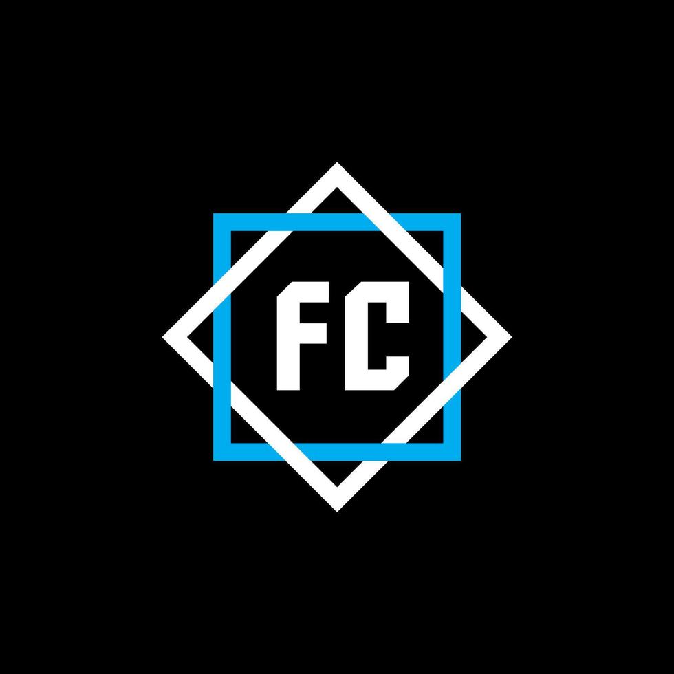 création de logo de lettre fc sur fond noir. concept de logo de lettre de cercle créatif fc. conception de lettre fc. vecteur