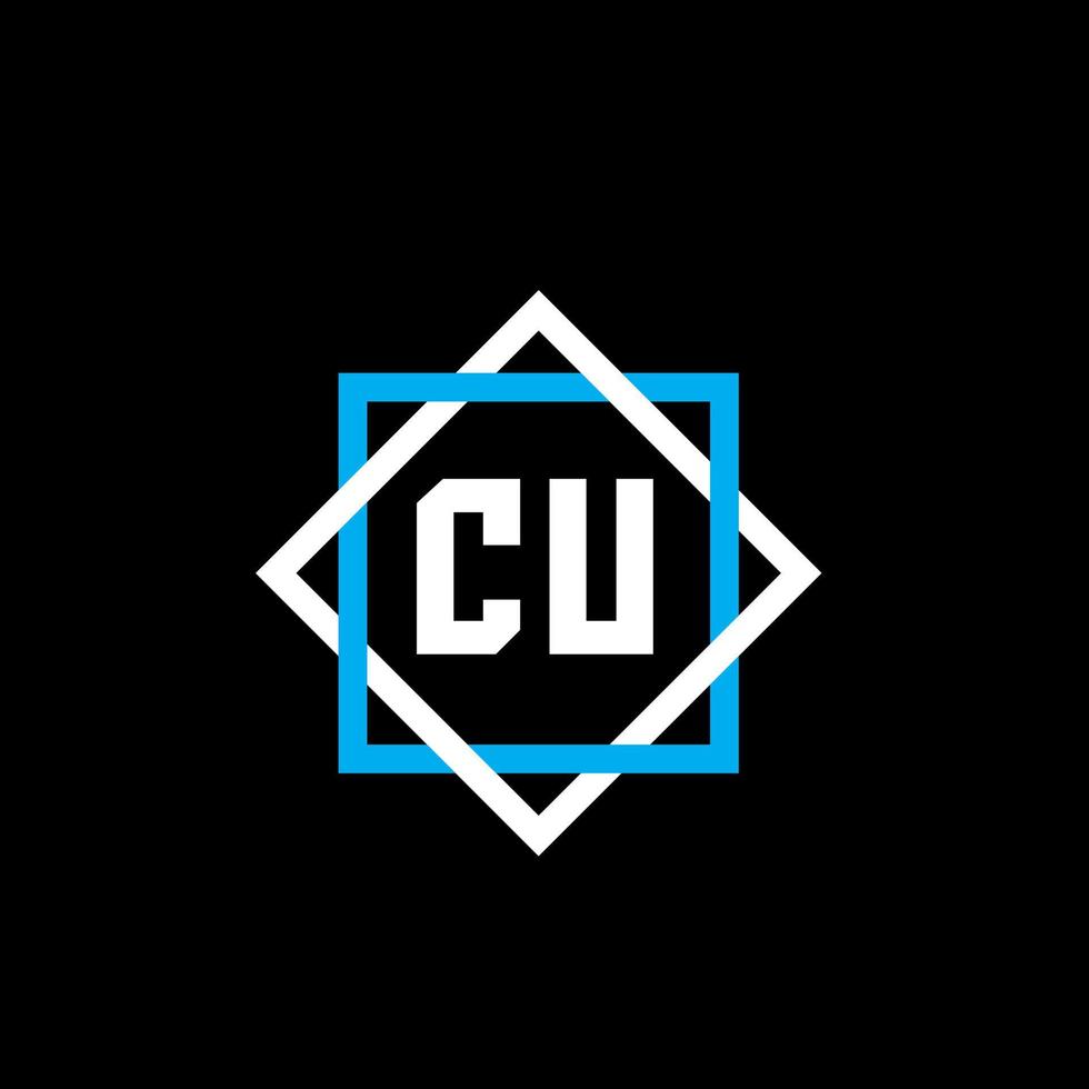 création de logo de lettre cu sur fond noir. concept de logo de lettre de cercle créatif cu. conception de lettre cu. vecteur