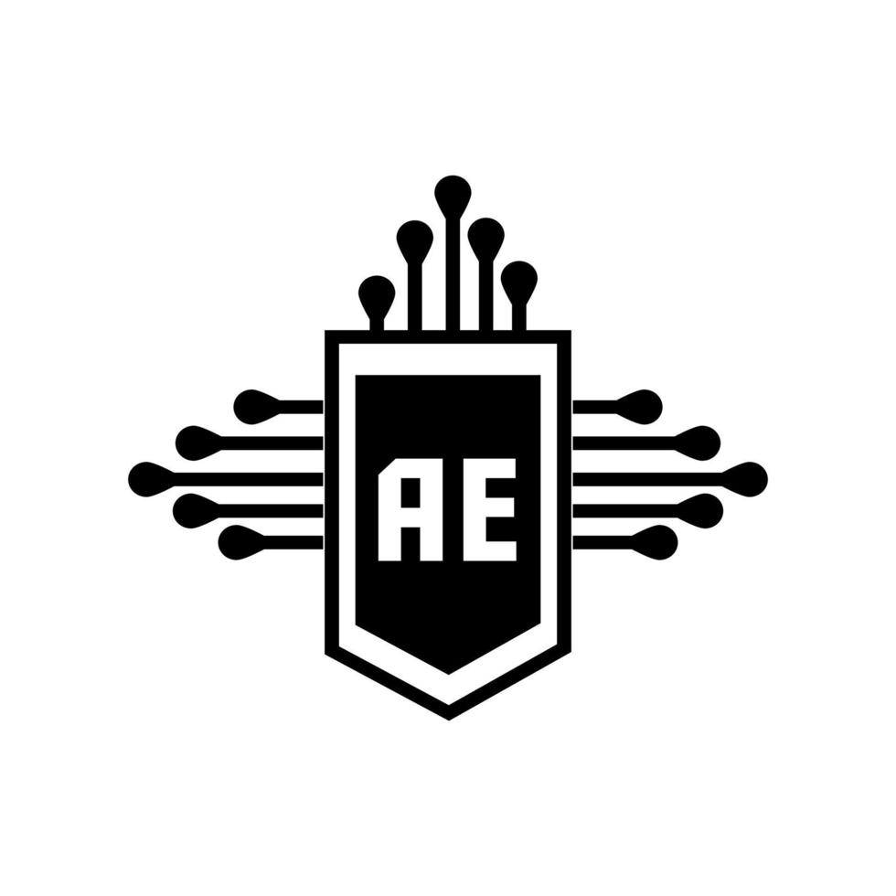 concept de logo de lettre de cercle créatif ae. conception de lettre ae. vecteur