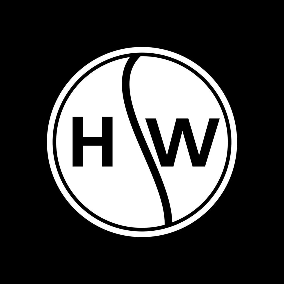 concept de logo de lettre de cercle créatif hw. conception de lettre hw. vecteur