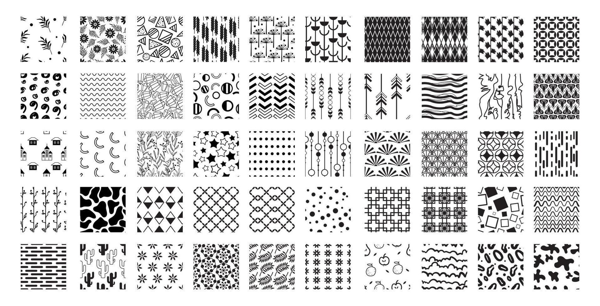 ensemble de motifs abstraits monochromes vecteur