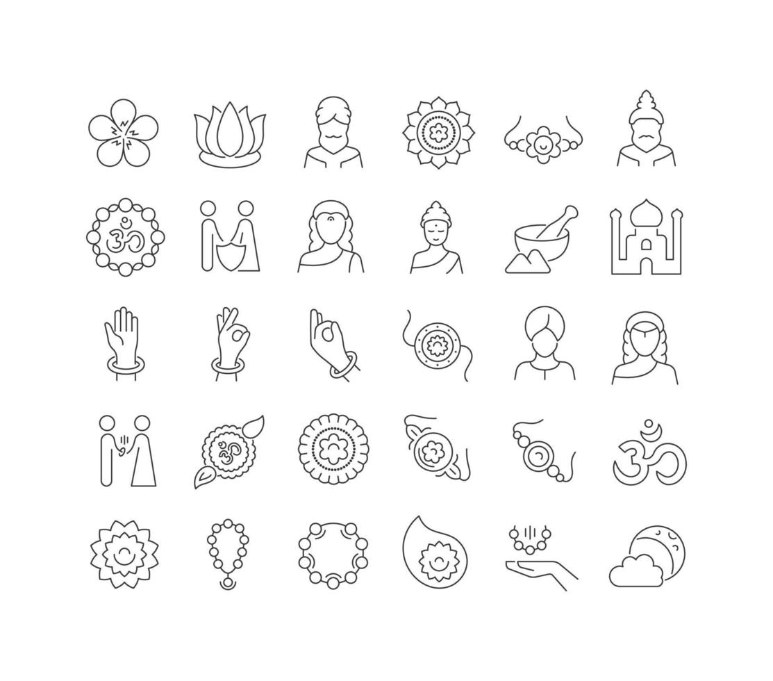 ensemble d'icônes linéaires de raksha bandhan vecteur