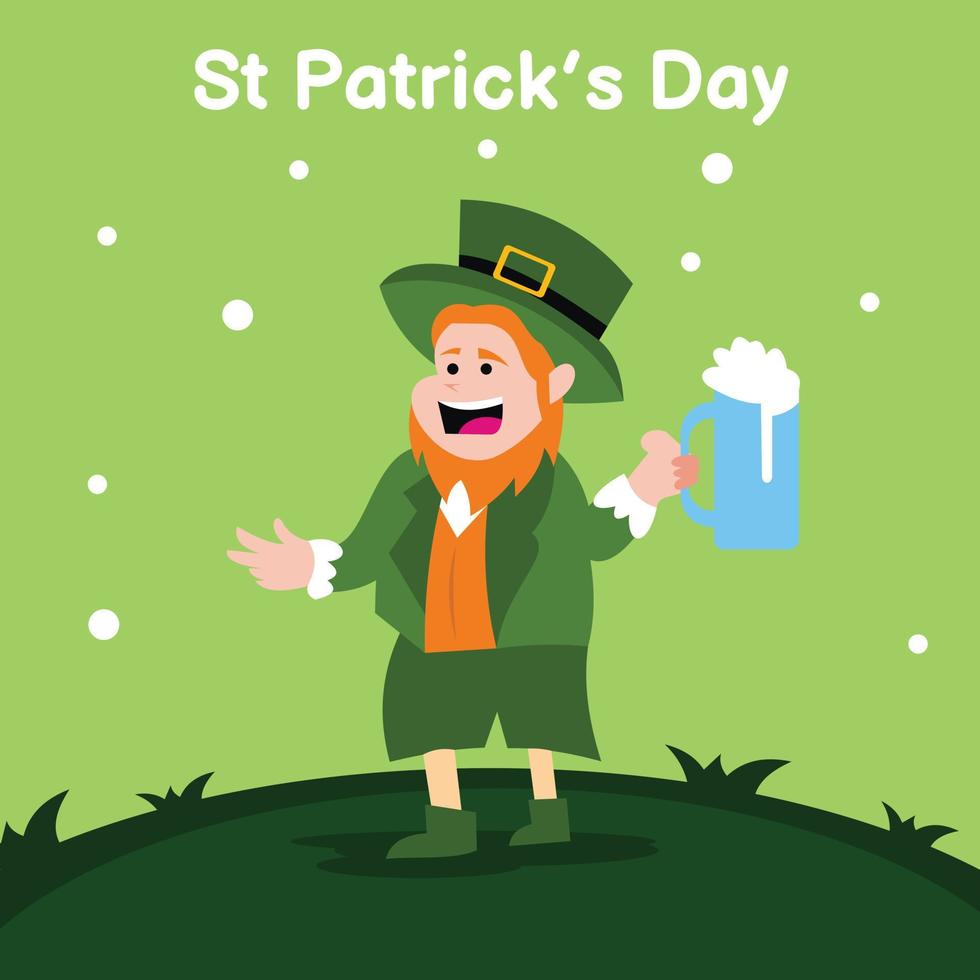 illustration graphique vectoriel de st patrick est ivre tenant un verre de bière, parfait pour la religion, les vacances, la culture, la carte de voeux, etc.