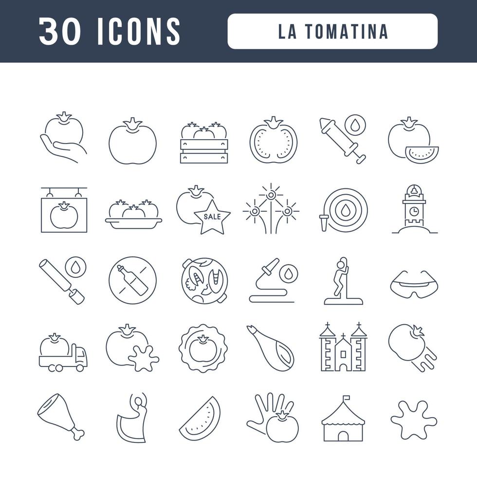 icônes de ligne vectorielle de la tomatina vecteur