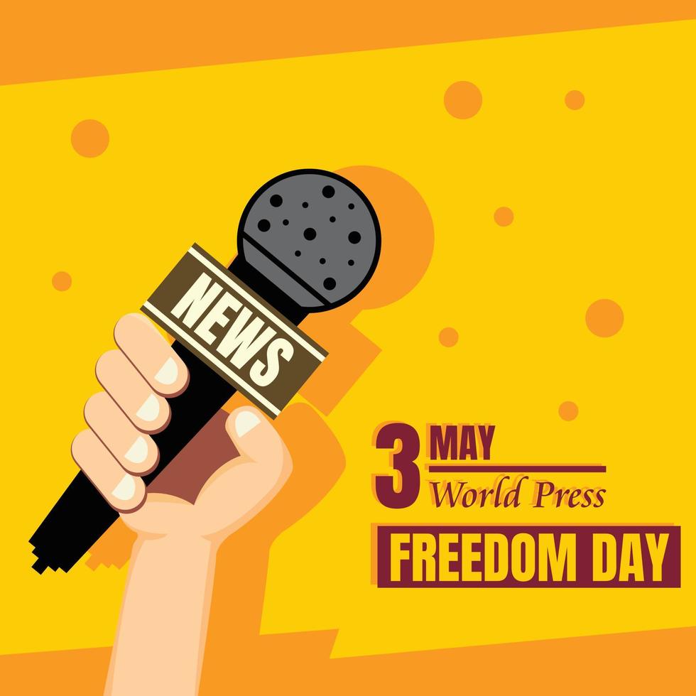 illustration graphique vectoriel d'une main tenant un microphone pour un événement d'actualité, parfait pour la journée mondiale de la liberté de la presse, célébrer, carte de voeux, etc.