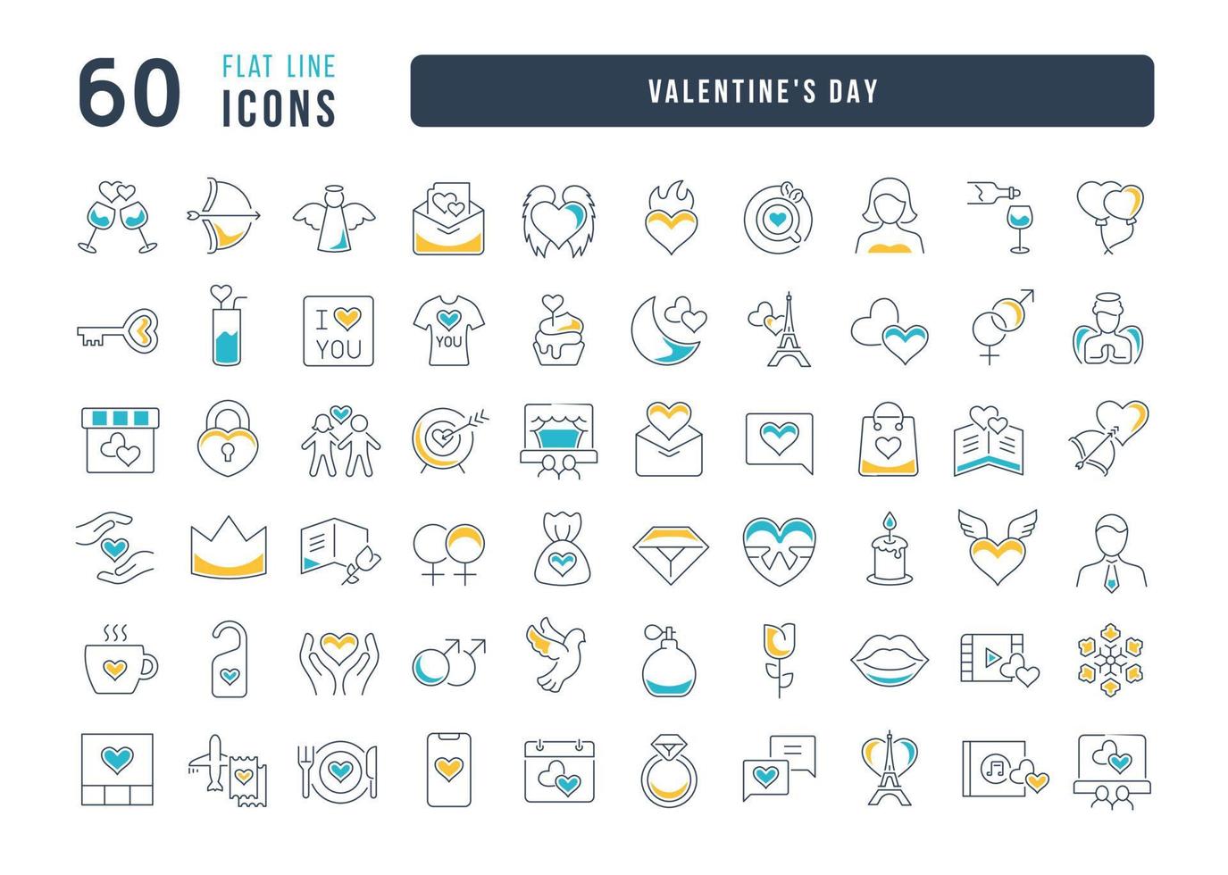 icônes de ligne vectorielle de la saint valentin vecteur