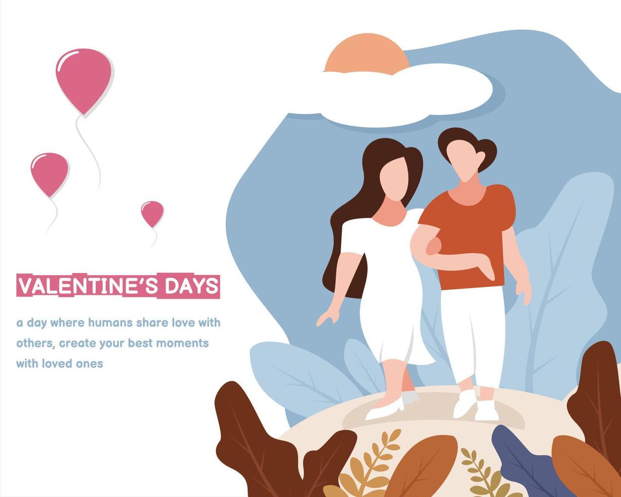 illustration graphique vectoriel d'un couple d'adolescents marchant ensemble pendant la journée, parfait pour la religion, la culture, les vacances, la Saint-Valentin, la carte de voeux, etc.