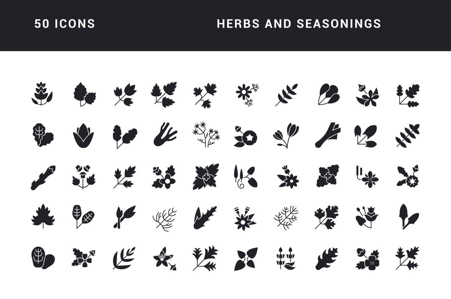 ensemble d'icônes simples d'herbes et d'assaisonnements vecteur