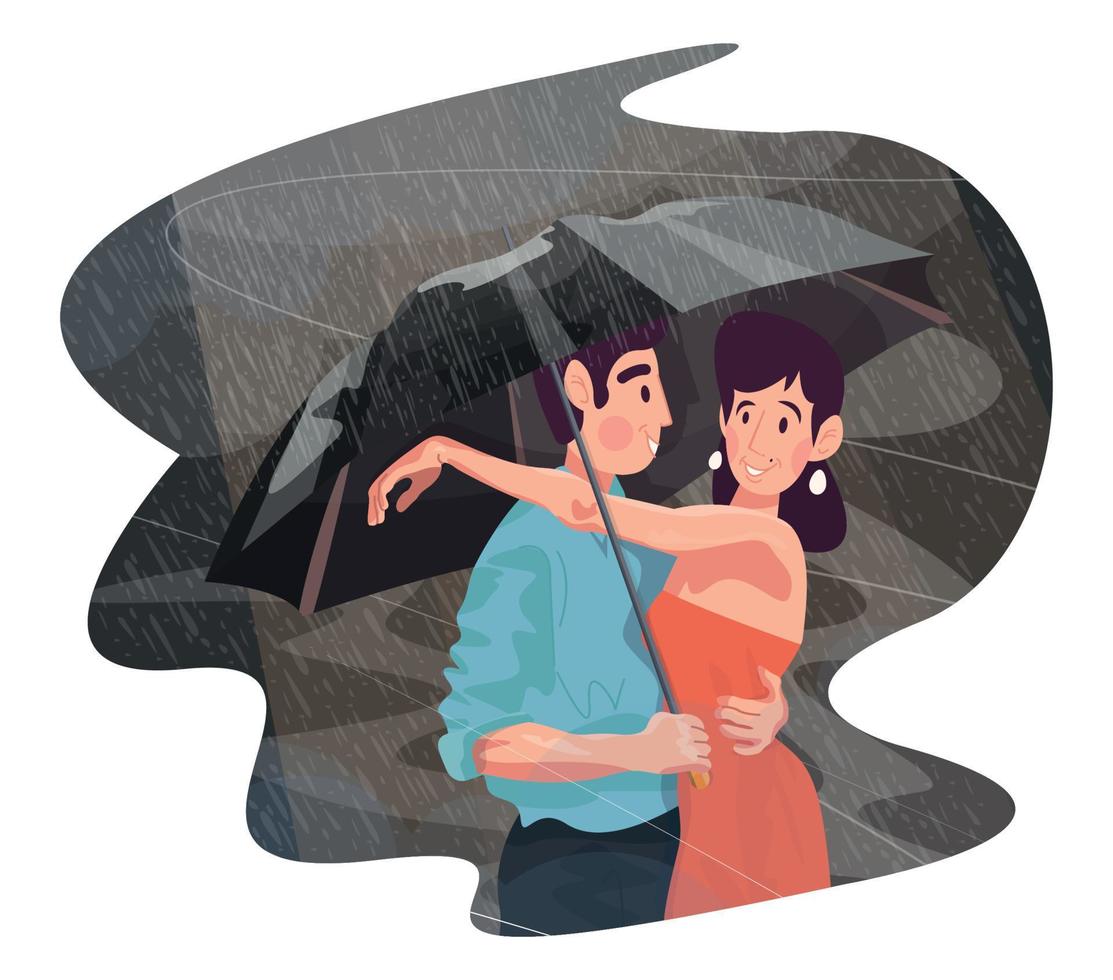 amoureux sous un parapluie vecteur