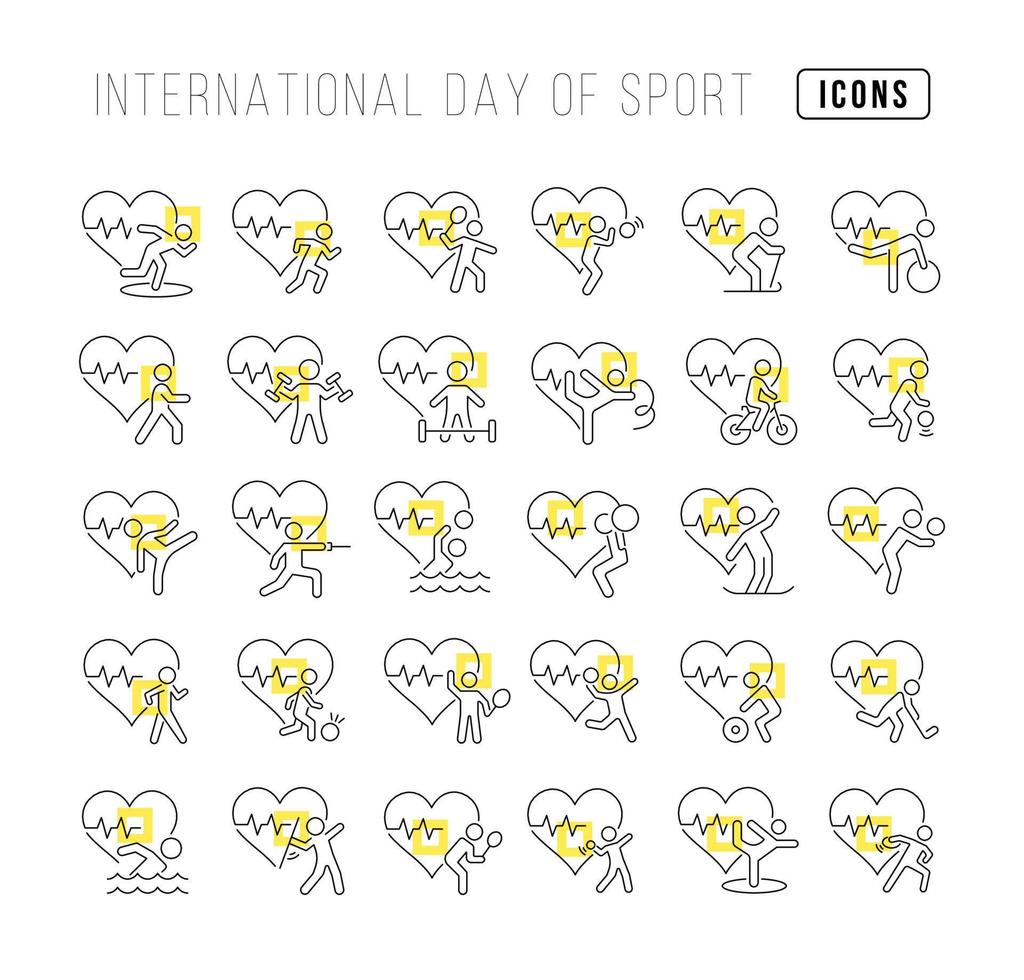 icônes de ligne vectorielle de la journée internationale du sport vecteur