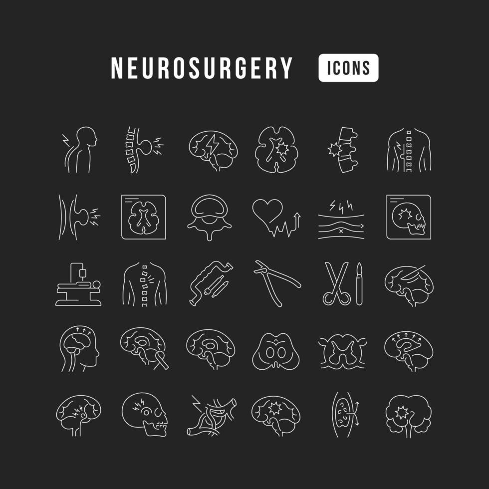 ensemble d'icônes linéaires de neurochirurgie vecteur