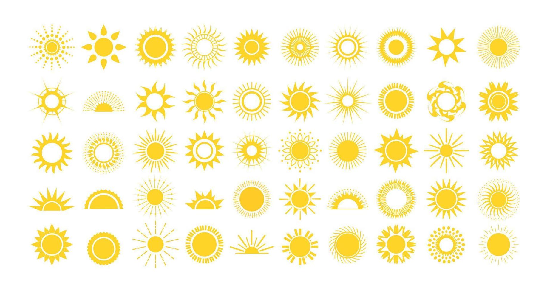 icônes de soleils vecteur