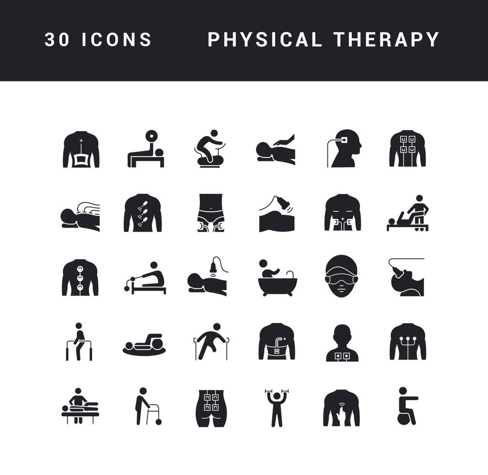 ensemble d'icônes simples de physiothérapie vecteur