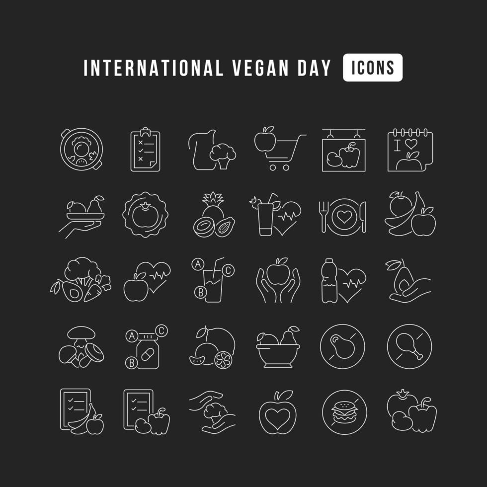 icônes de ligne vectorielle de la journée internationale des végétaliens vecteur