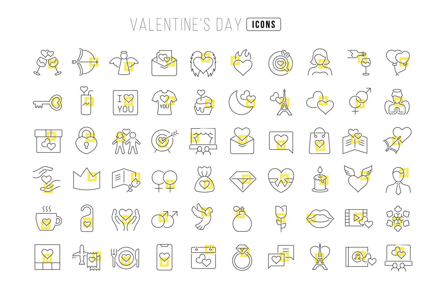 icônes de ligne vectorielle de la saint valentin vecteur