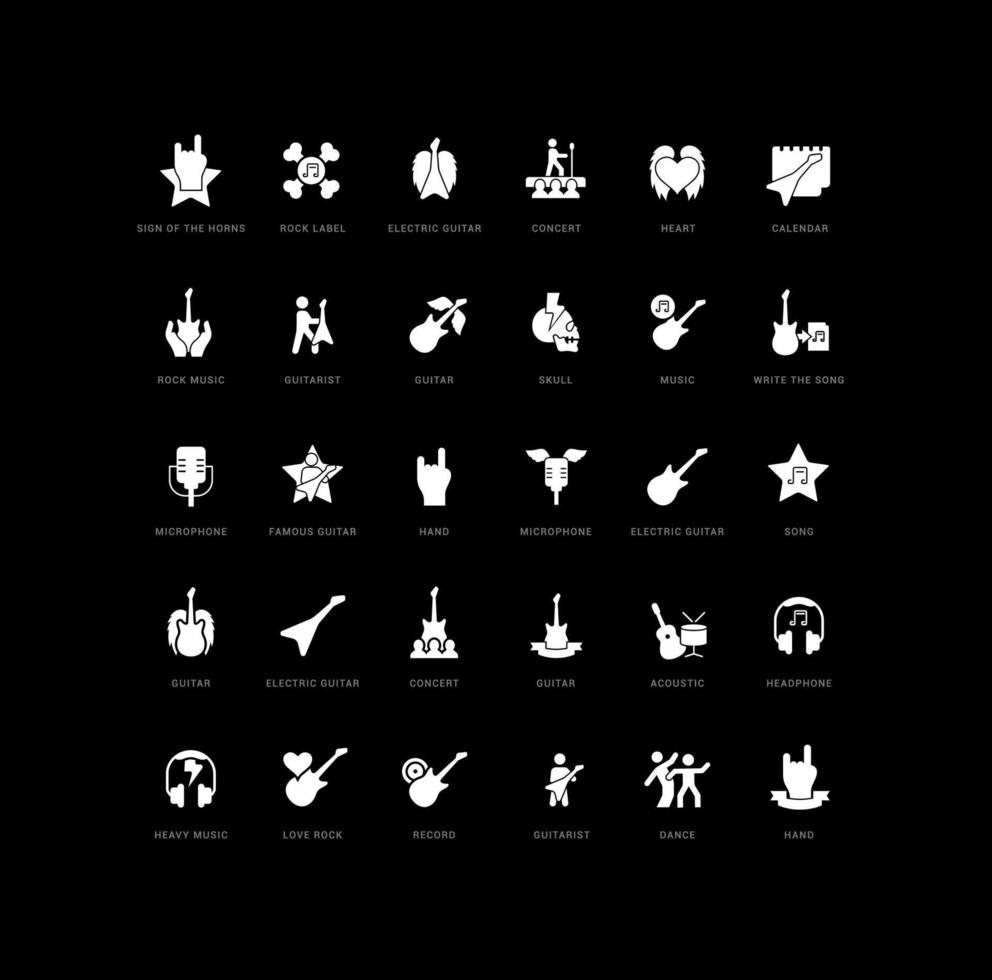 icônes vectorielles simples de la journée mondiale du rock-n-roll vecteur