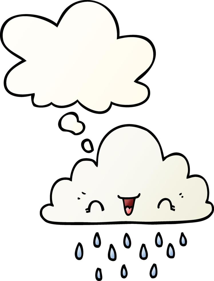 nuage d'orage de dessin animé et bulle de pensée dans un style de dégradé lisse vecteur