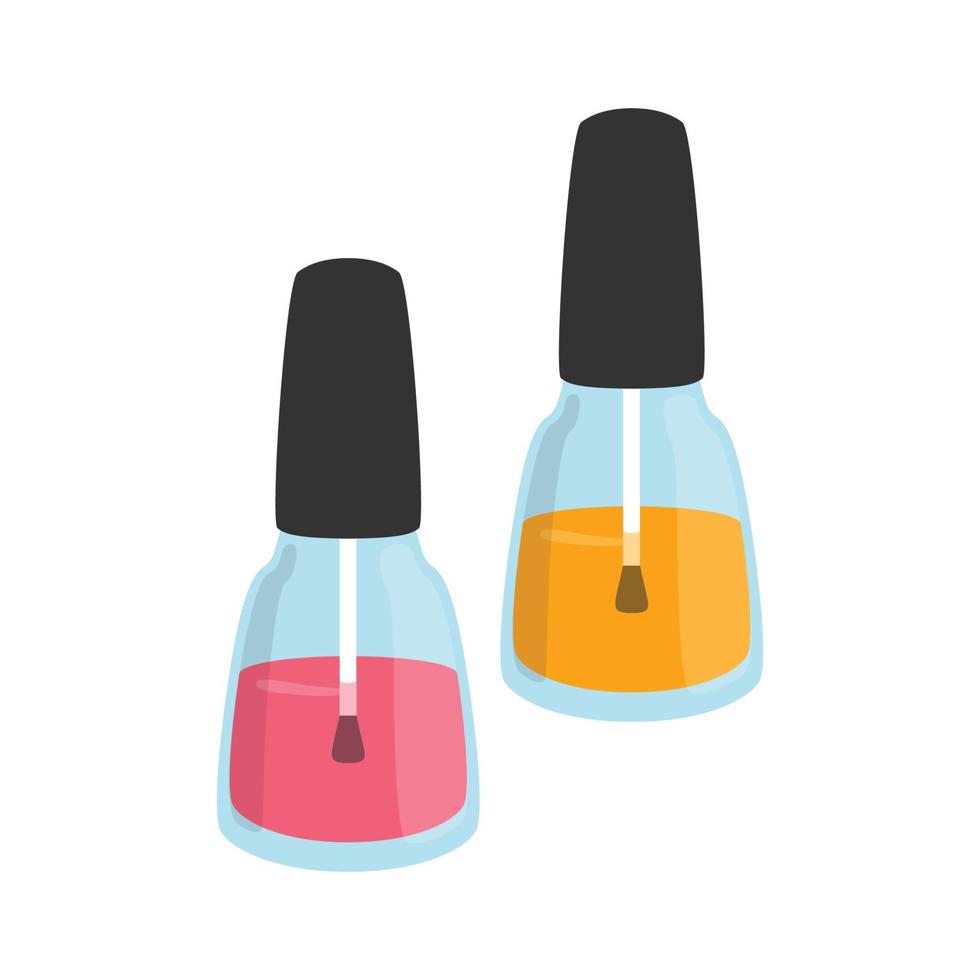 vernis à ongles rose et orange dans une bouteille en verre pour illustration vectorielle d'artisanat d'art vecteur