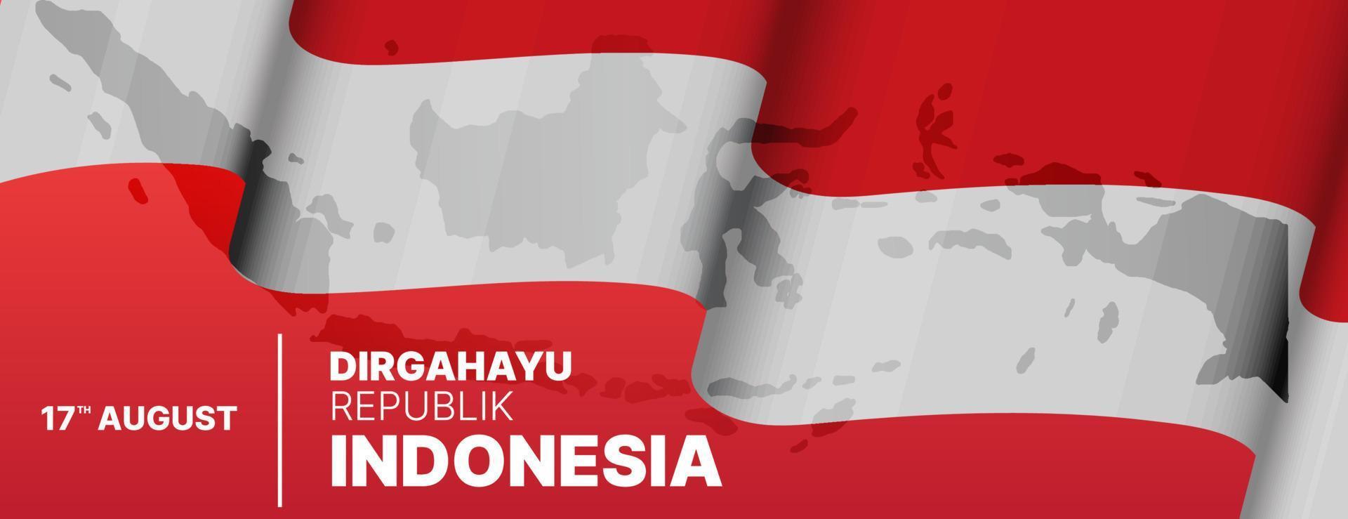 bannière de la fête de l'indépendance indonésienne avec drapeau. illustration vectorielle vecteur