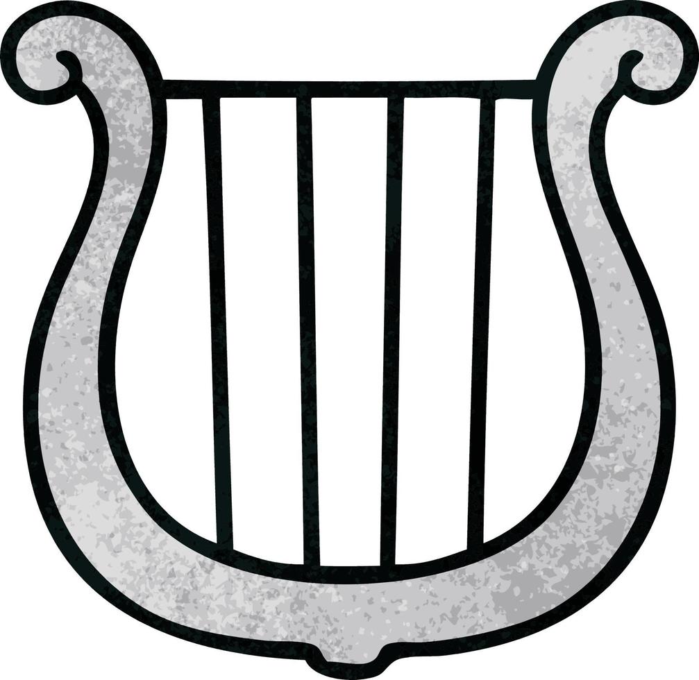 harpe traditionnelle de dessin animé de texture grunge rétro vecteur