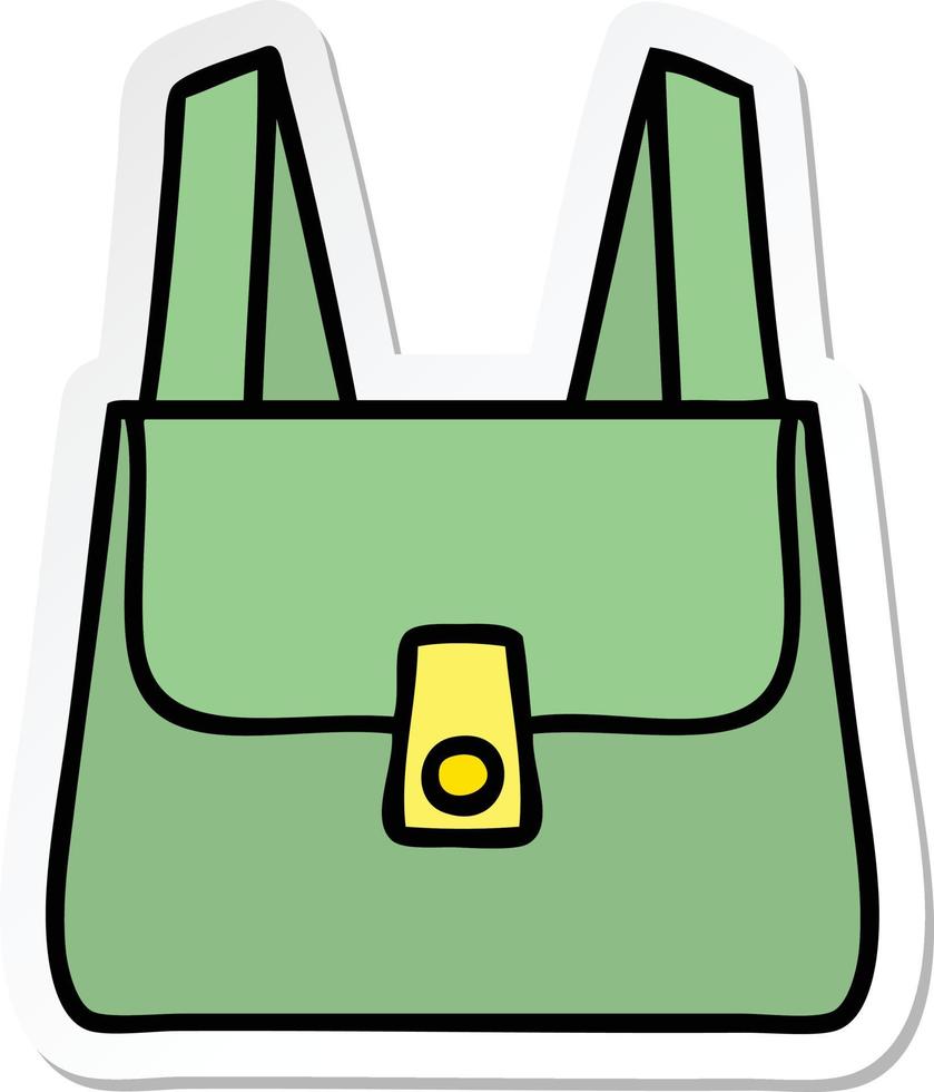 autocollant d'un joli sac vert de dessin animé vecteur