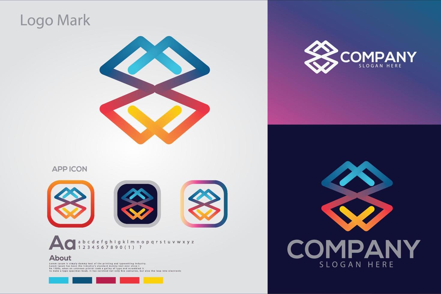 Éléments de modèle de conception d'icône de logo abstrait avec logo de lettre vecteur