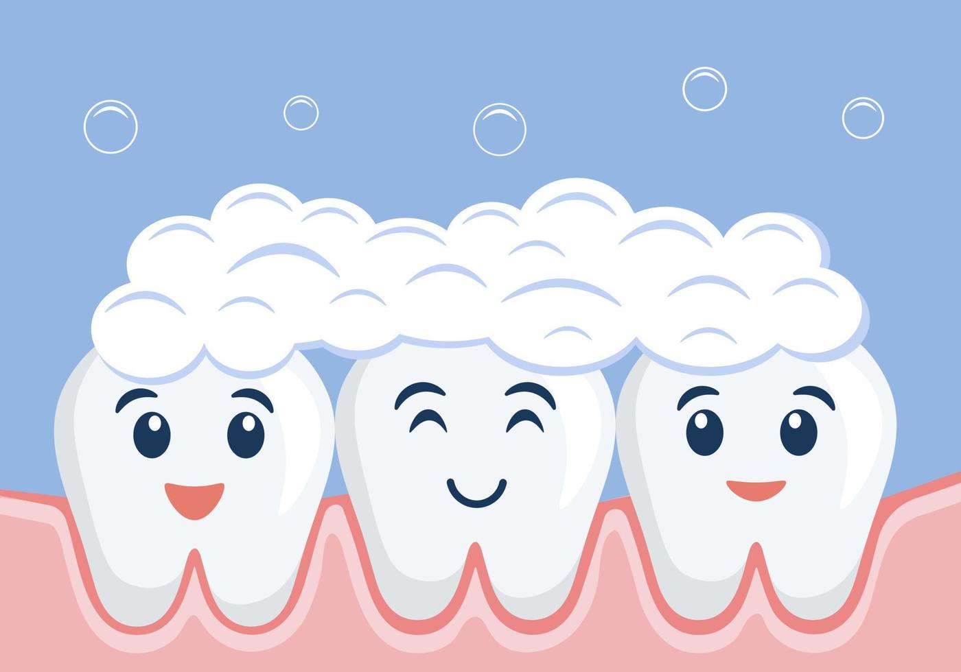 nettoyer les dents souriantes. soins dentaires. santé bucco-dentaire. vecteur