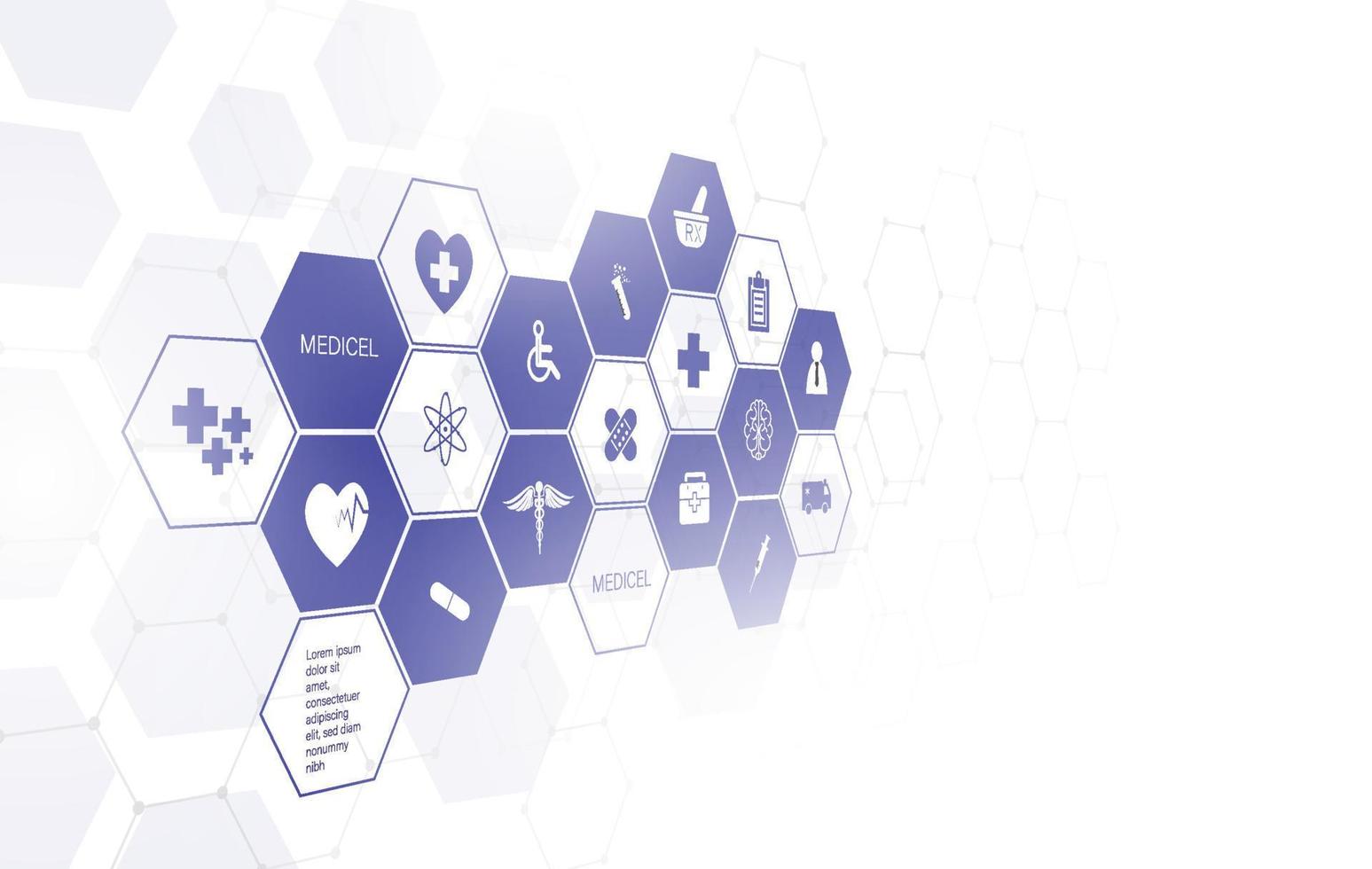 hexagones géométriques abstraits forme fond de concept de médecine et de science vecteur
