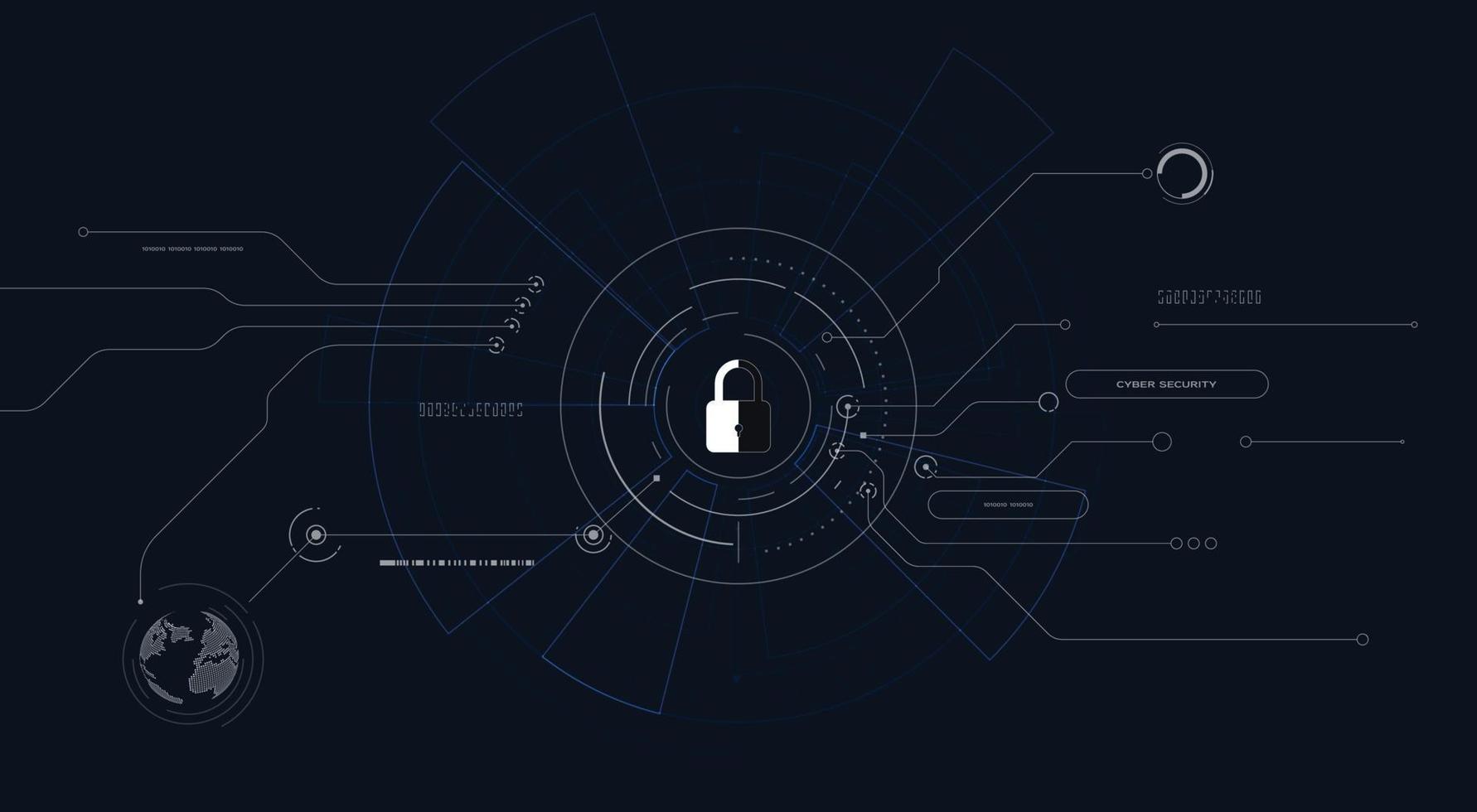 cybersécurité et protection des données confidentialité des informations technologie internet montrent un cadenas protégeant les données commerciales et financières. vecteur