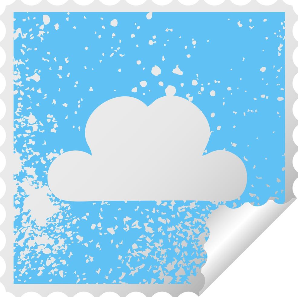 autocollant de peeling carré en détresse symbole nuage blanc vecteur