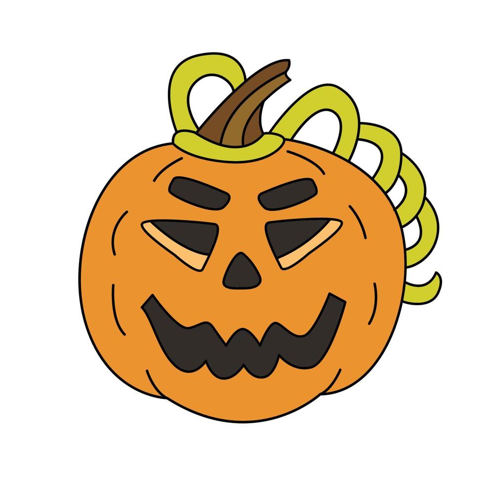 illustration vectorielle dessinée à la main d'une citrouille jack o lantern. idéal pour la conception d'halloween. vecteur