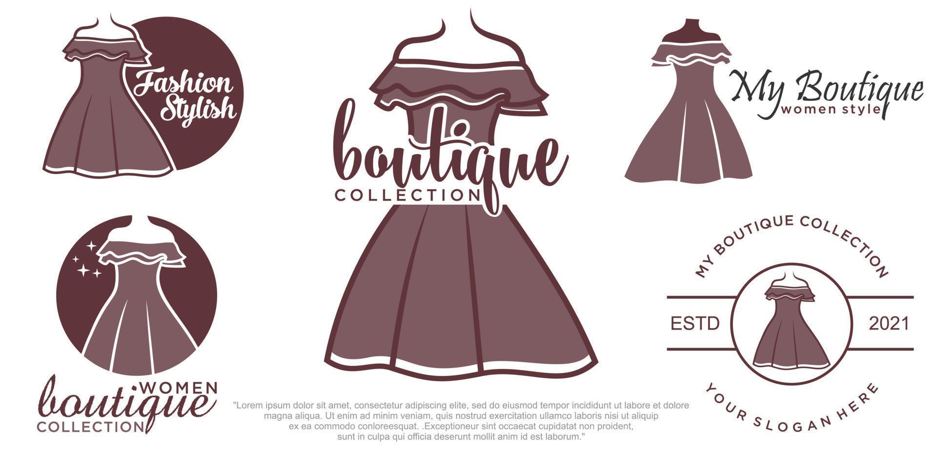 boutique de mode et boutique icon set logo design vecteur