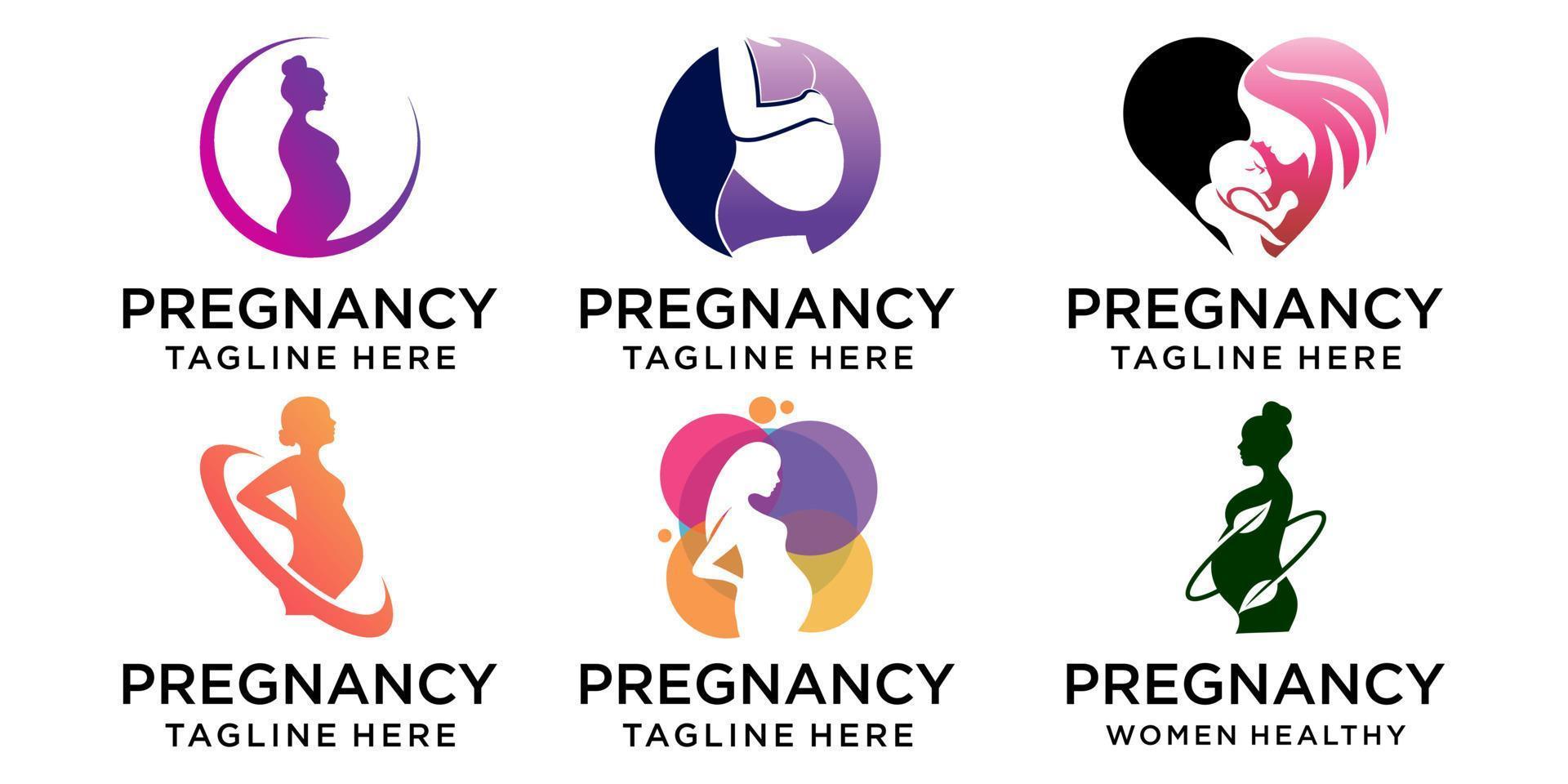 modèle d'icône de vecteur de logo de femmes enceintes