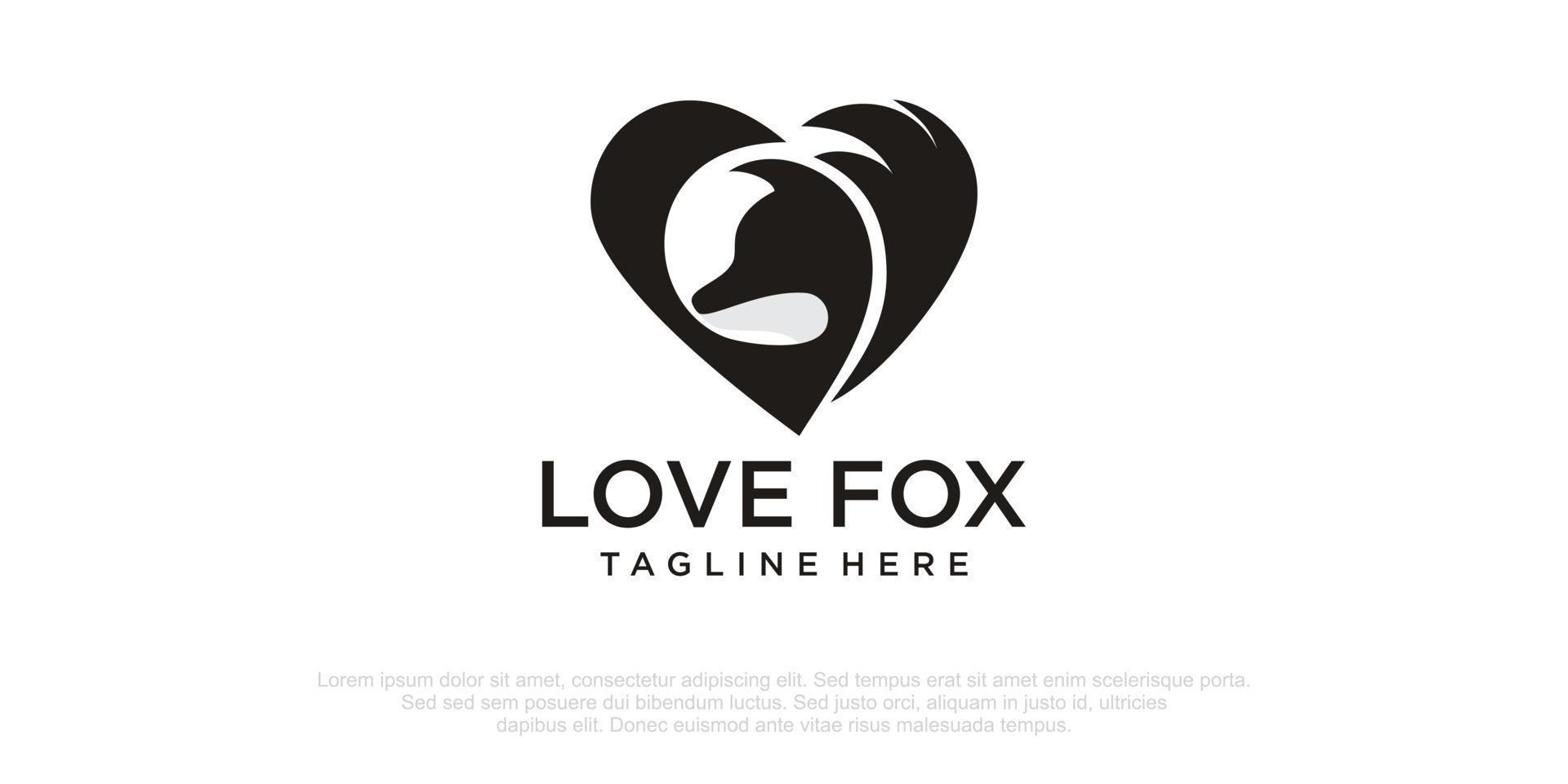 vecteur de conception de logo love fox