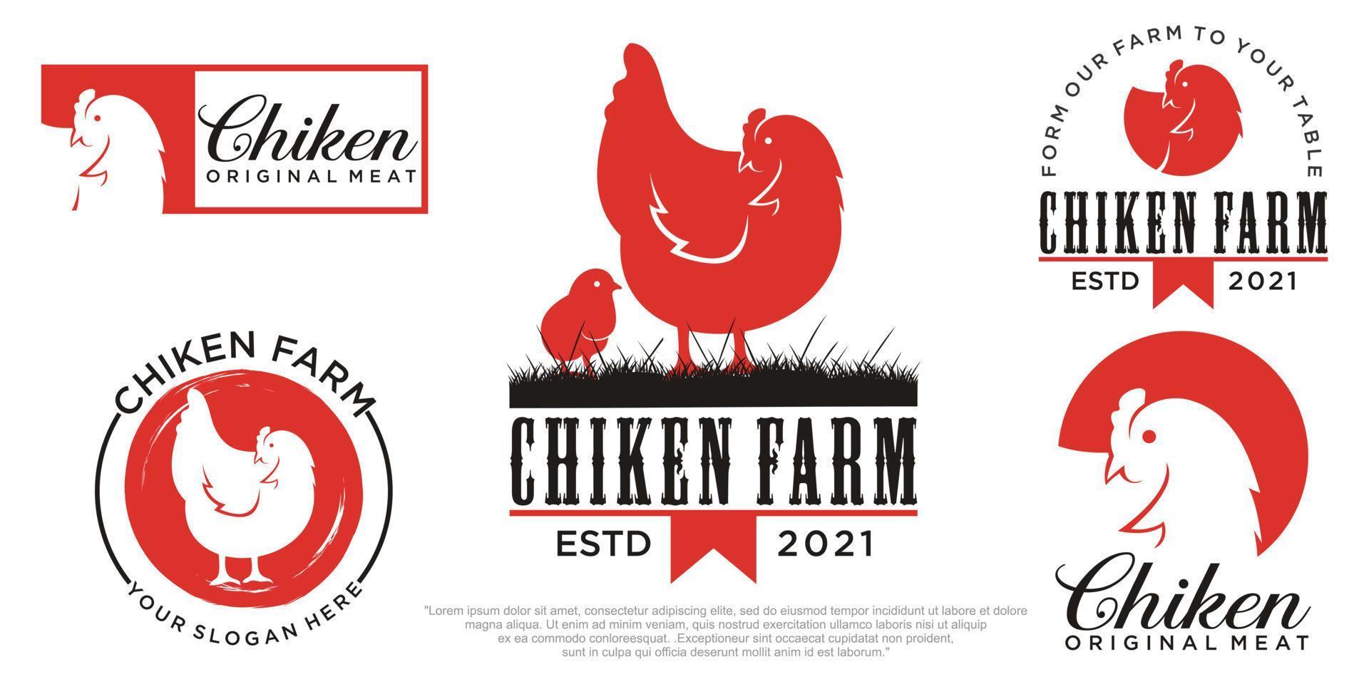 vecteur de conception de logo de poulet de collection