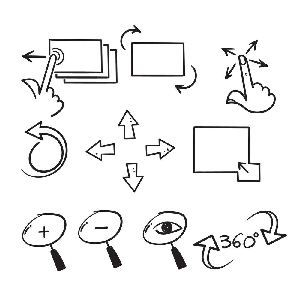 icône de paramètres d'écran doodle dessinés à la main vecteur d'illustration connexe