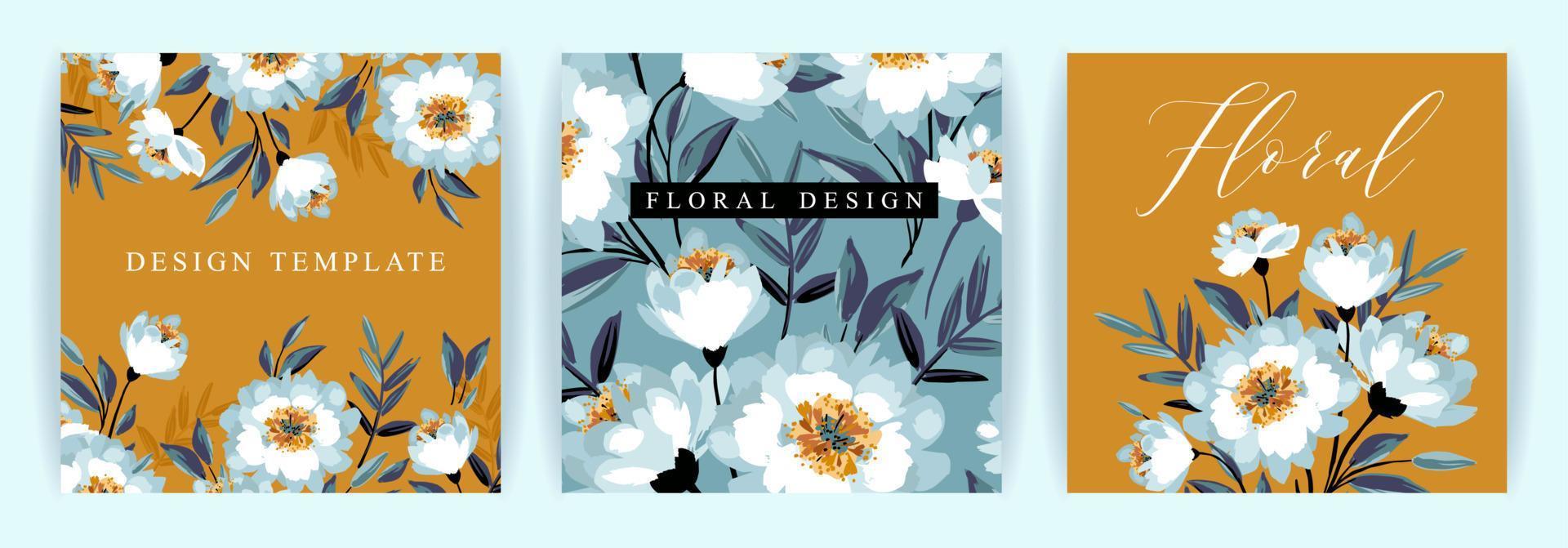 ensemble de motifs floraux vectoriels. modèle pour carte, affiche, dépliant, couverture, décoration intérieure et autre utilisation. vecteur