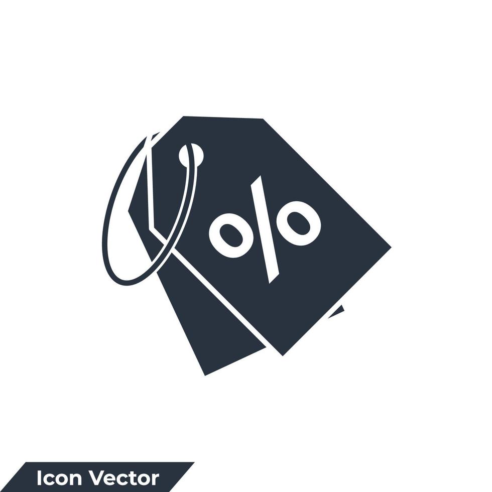 illustration vectorielle de remise icône logo. modèle de symbole de balises d'achat pour la collection de conception graphique et web vecteur