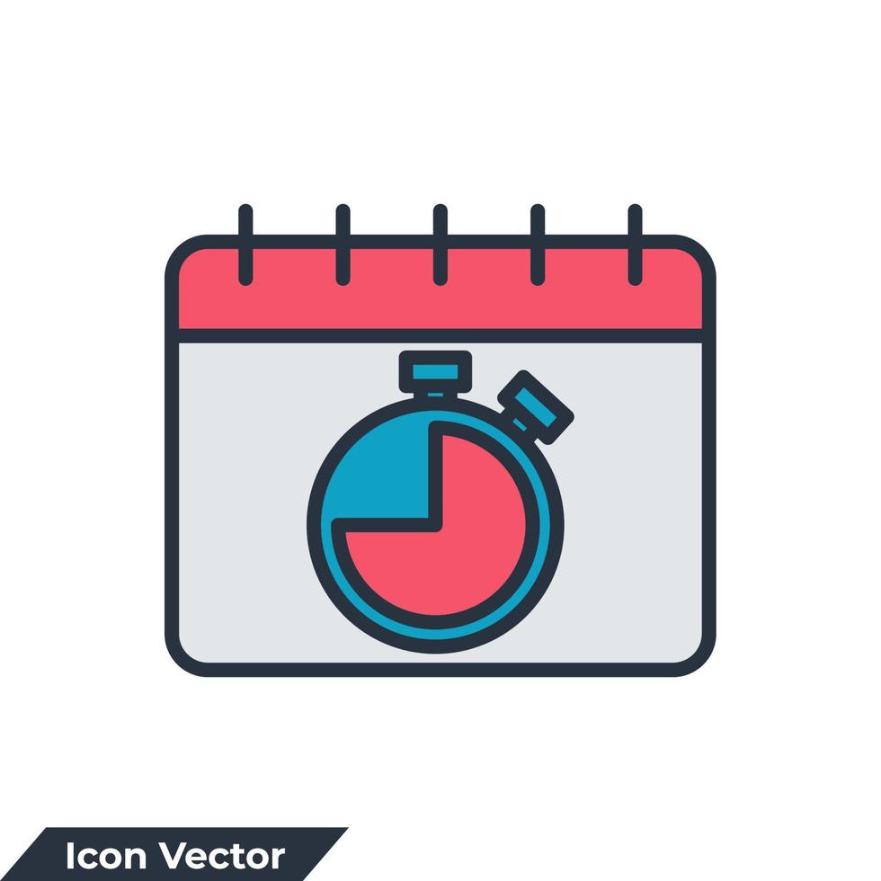 illustration vectorielle du logo de l'icône de date limite. calendrier avec modèle de symbole de chronomètre pour la collection de conception graphique et web vecteur