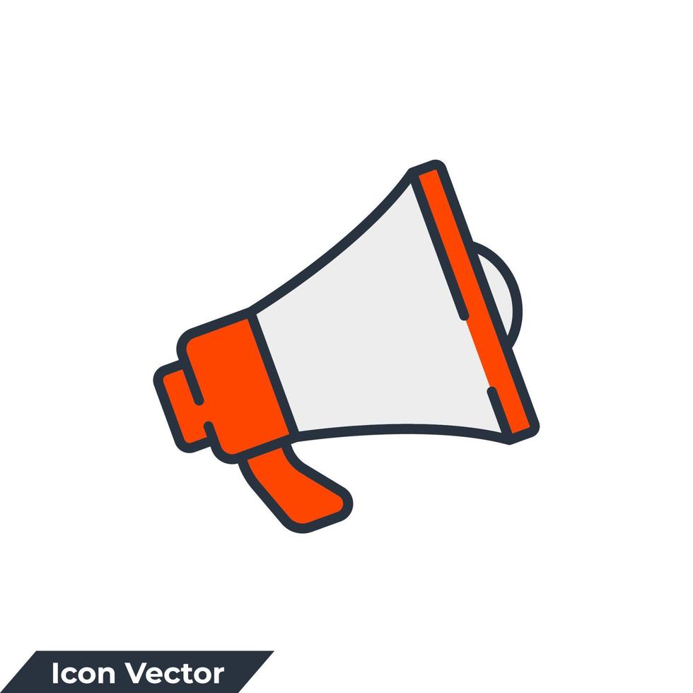 illustration vectorielle de mégaphone icône logo. haut-parleur. modèle de symbole mégaphone pour la collection de conception graphique et web vecteur