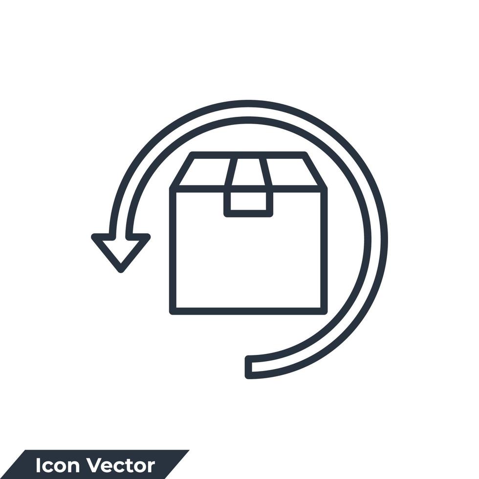 retour icône logo illustration vectorielle. modèle de symbole de livraison de commande et de logistique inverse pour la collection de conception graphique et web vecteur