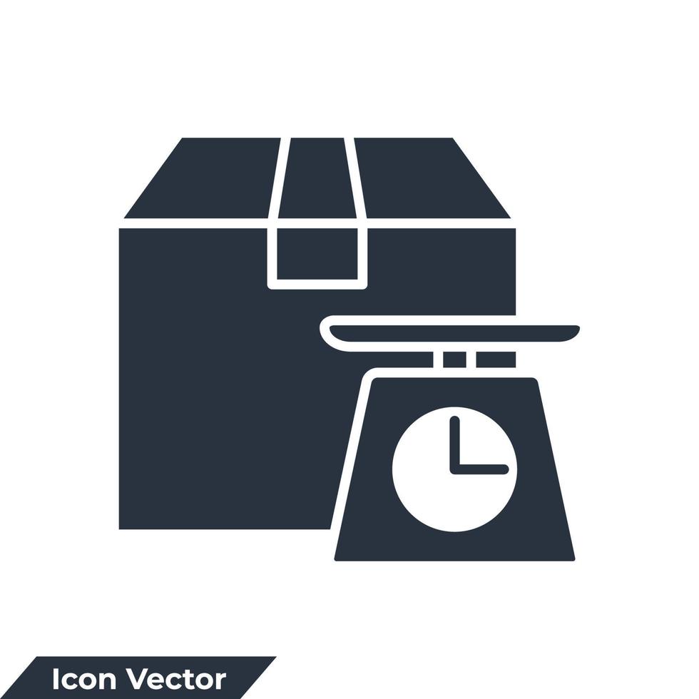 icône de pesée logo illustration vectorielle. modèle de symbole de pesage de colis de fret pour la collection de conception graphique et web vecteur