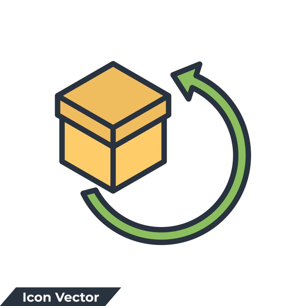 retour icône logo illustration vectorielle. modèle de symbole de livraison de commande et de logistique inverse pour la collection de conception graphique et web vecteur