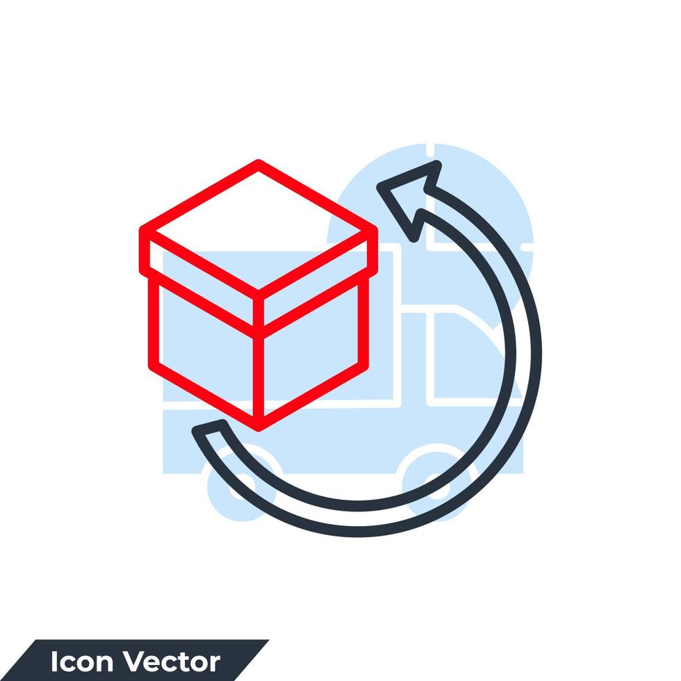 retour icône logo illustration vectorielle. modèle de symbole de livraison de commande et de logistique inverse pour la collection de conception graphique et web vecteur