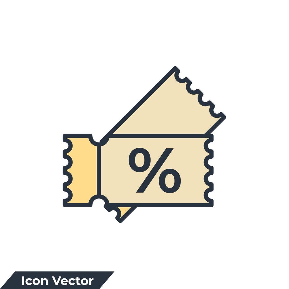 illustration vectorielle de coupon icône logo. modèle de symbole de coupon de réduction pour la collection de conception graphique et web vecteur