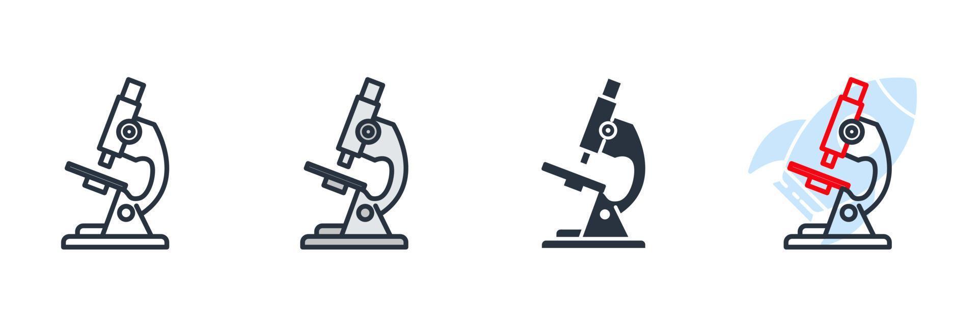 illustration vectorielle de microscope icône logo. modèle de symbole de recherche pour la collection de conception graphique et web vecteur